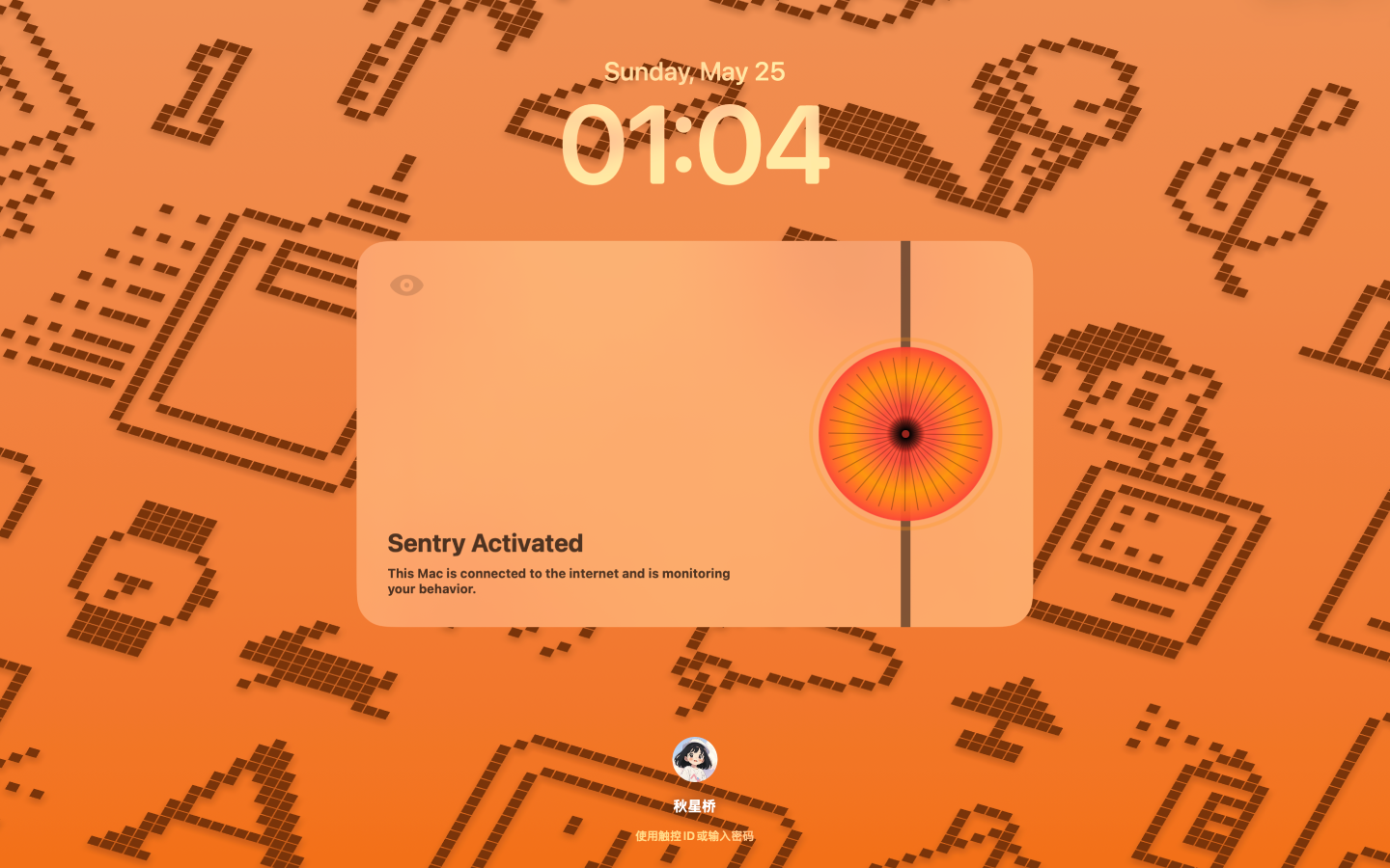 锁屏守护：Sentry Activated，锁定后持续监测本机状态