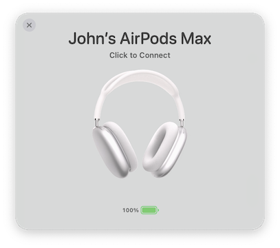 AirPods 连接托盘大卡片